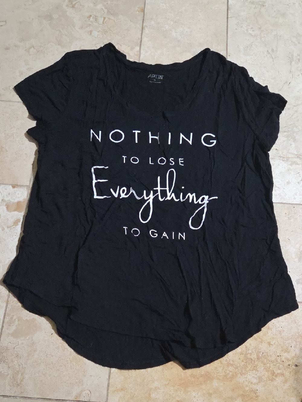 Apt. 9 Size XL Black Graphic T-Shirt – “Nothing to Lose, Everything to Gain”